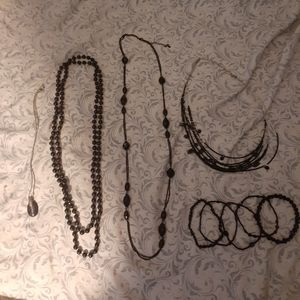 Black Beaded Jewelry Lot